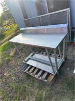 2 meat cutting tables, one complete, 6x2 feet