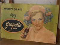 Vintage Grapette advertising cardboard poster