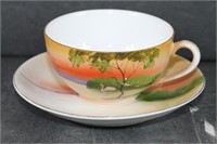 Japanese Noritake Handpainted Cup and Saucer