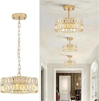 CATINER Gold Crystal Chandeliers, Modern Semi Flus