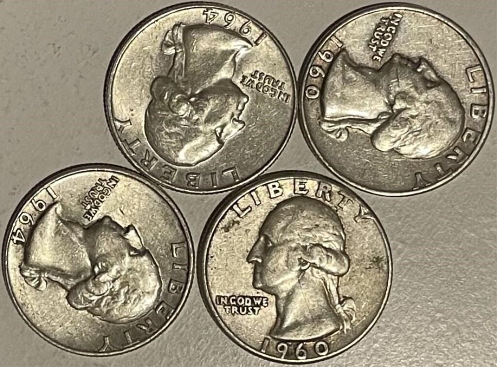 US (4) 90% Silver Quarters