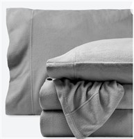 Fleece Twin Sheet Set 100% Polyester- Gray
