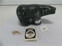 SIGNED CARVED SOAPSTONE SMILING BEAR