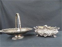 SILVER PLATED FOOTED BASKET & BOWL