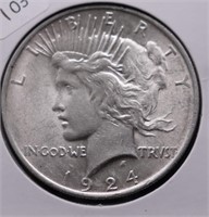 1924 PEACE DOLLAR AU