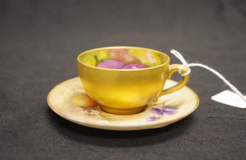 George V Royal Worcester miniature cup and saucer