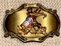 RARE VINTAGE BUDWEISER BEER COMBOY BELT BUCKLE