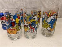 6 Different Smurf Glasses - Papa, Smurfette, Etc