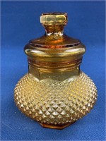 Vintage Amber diamond point apothecary jar. 5