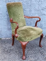 Queen Anne style open snake arm chair with cabrio