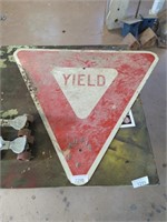 Large metal Yield sign