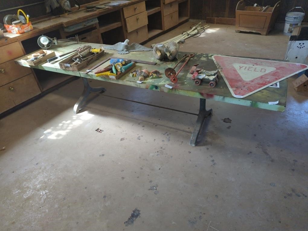 Approximately  9 ft shop table bring help to load