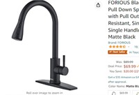 FORIOUS Black Kitchen Faucets w/ Pull Down Sprayer