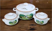 VTG Newcor Country Village Covered Pot & Bowls