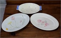 VTG Floral Platters & Polka Dot Dish