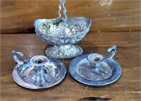 VTG Silverplate Candle Stick Holders & Dish