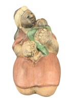 Signed Terra Cotta/Clay Statue, Woman & Baby Folk