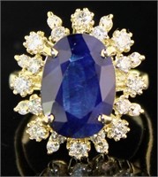 14kt Gold 7.79 ct GIA Sapphire & Diamond Ring
