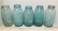 (5) BLUE BALL JARS 9.5"T