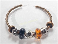 Copper Bracelet w/ (3) Sterling Silver Charms