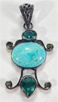 925 Sterling Silver & Turquoise Pendant