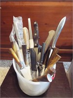 Assorted Knives and 2 Empty Silverware Boxes