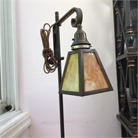 BRIDGE LAMP SLAG GLASS AND CAST IRON