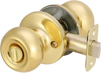 Basics Bedroom/Bathroom Door Knob With Lock, Brass