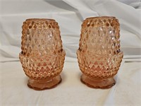 2 Pink Diamond Quilted Fairy Lamps