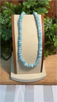 Sterling Silver and Larimar Beaded Necklace. 9.5