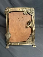 Vintage Brass Woman Nature Picture Frame