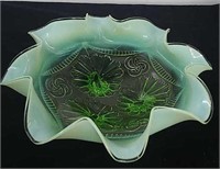9.5 x 3.25 in antique Jefferson glass green