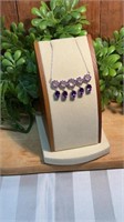 Sterling Silver African Amethyst Circle Bar Chain