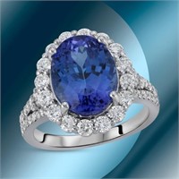 $ 23,658 6.82 Cts Tanzanite & Diamond 14k Ring