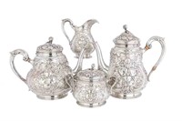 GERMAN SILVER TEA  AND COFFEE SERVICE, 1868g
