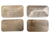 (4) Engelhard 1 oz. .999 Silver bars