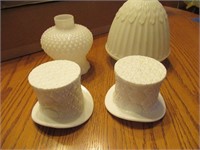 Vintage Heavy White Glass Tophats, Globe, Light Co