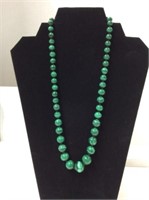 20" 14 K Hand Knotted Malachite Necklace