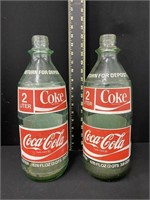 Pair of Vintage 2 Liter Coca Cola Bottles