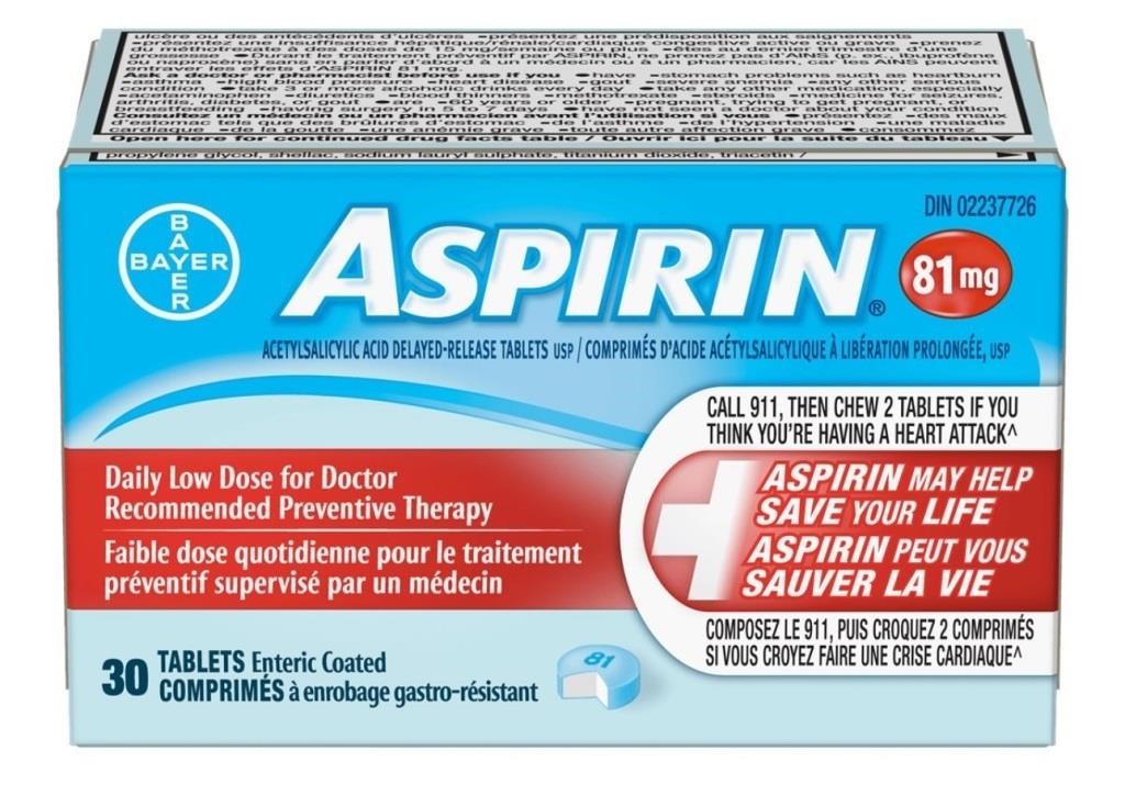 (BB:2025) Aspirin - 81mg - 365 Tablets AG