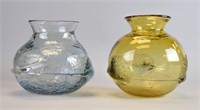 2 Peter Bramhall Art Glass Vases