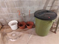 Plastic bin with lid and planters