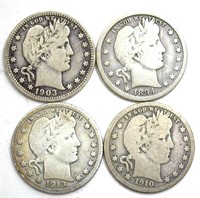 1894-O 1903 1910 1913 Quarter VG 4pc Lot