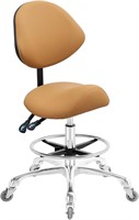Saddle Stool Chair with Back Support  Camel