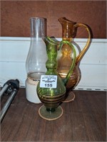 Decanters and candle holder