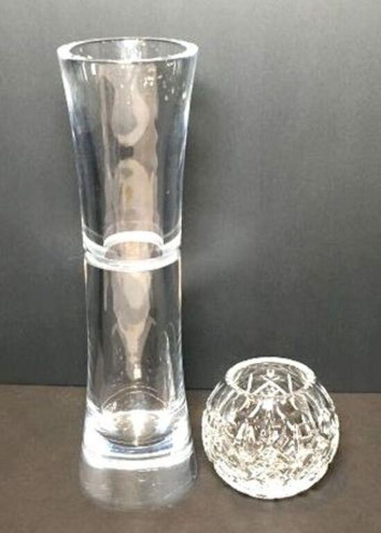 Nambe Crystal Vase & Glass Rose Bowl