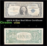 1957A $1 Blue Seal Silver Certificate vf++