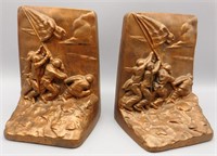 Flag Raising Mt Suribachi Iwo Jima Bookends WWII