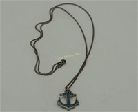 Silver & Turquoise Anchor W 23" Necklace
