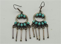 Sterling Silver Turquoise Fancy Indian Earrings